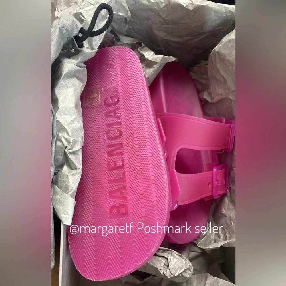 BALENCIAGA “Mallorca” jelly sandals AUTHENTIC, magenta - Picture 9 of 13